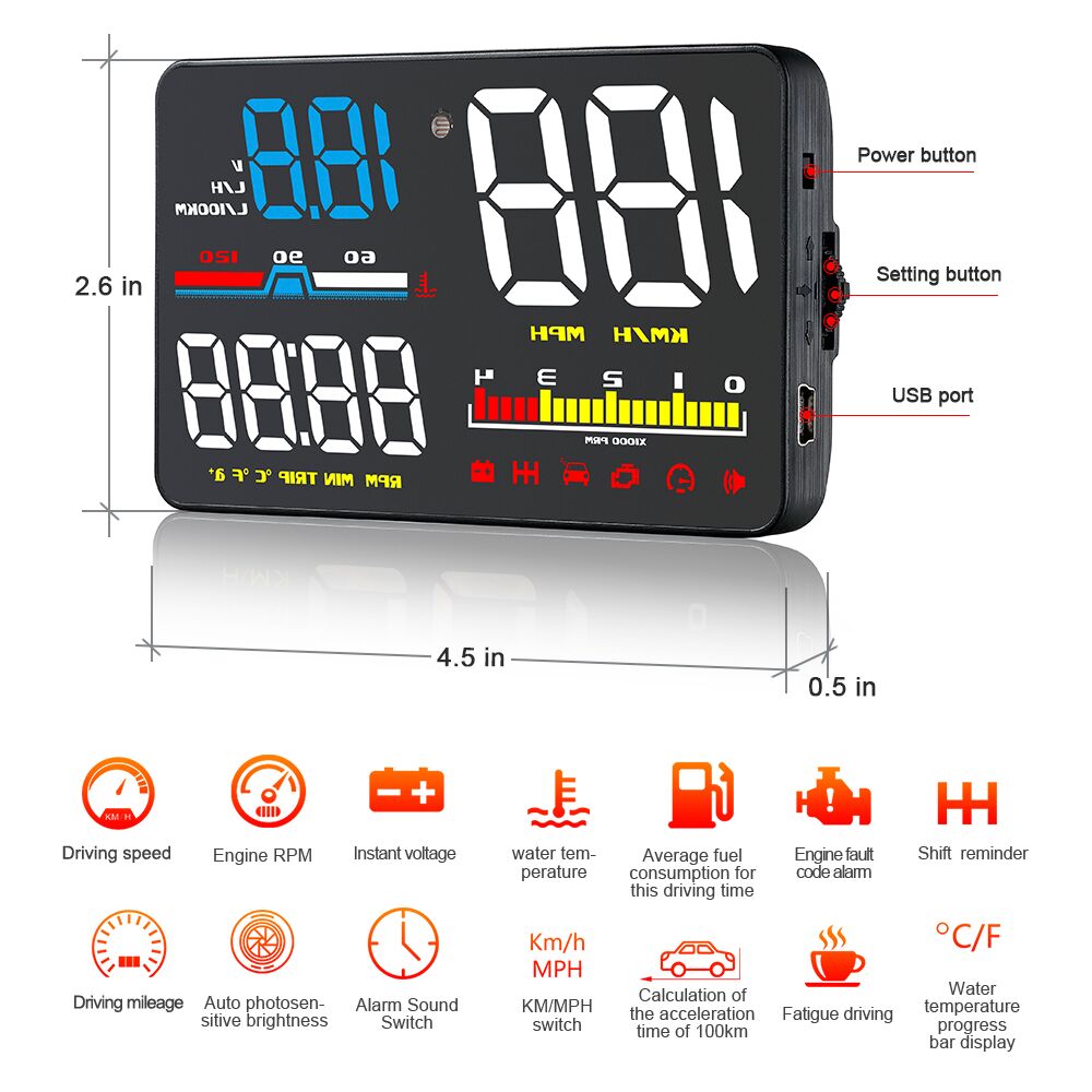 D5000 Digital OBD2 Car Windshi - Anemometer Wind Speed 评论和价格